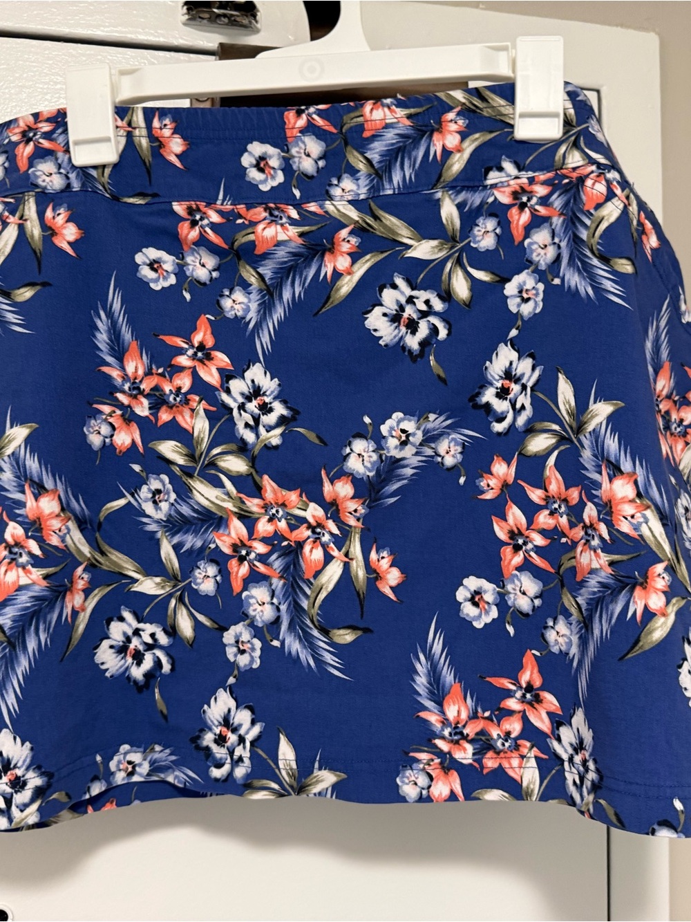 Mario Serrani Blue Floral Skort with Pink and White Flowers